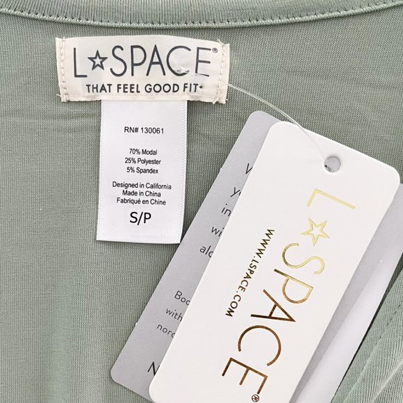 🌺SOLD🌺 L*Space | Lana Flowy Short Sleeve V-Neck Cover Up Mini Dress Olive - Picture 9 of 9